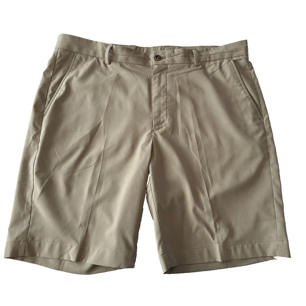 Greg Norman Golf Shorts Size 38 Khaki Polyester/Spandex Flat Front